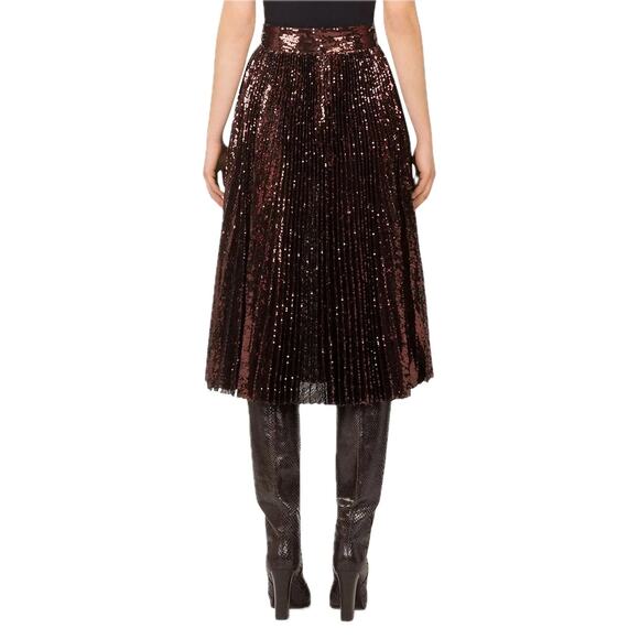 NWT Dolce & Gabbana Bronze Sequin Pleated Long Skirt IT 36 US XXS - Picture 6 of 9